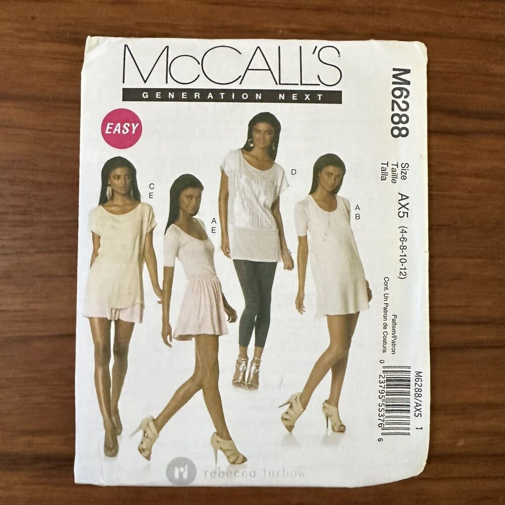UNCUT McCalls 6288 Tunic Mini Dress Mini Skirt Disco 4-12 Sewing